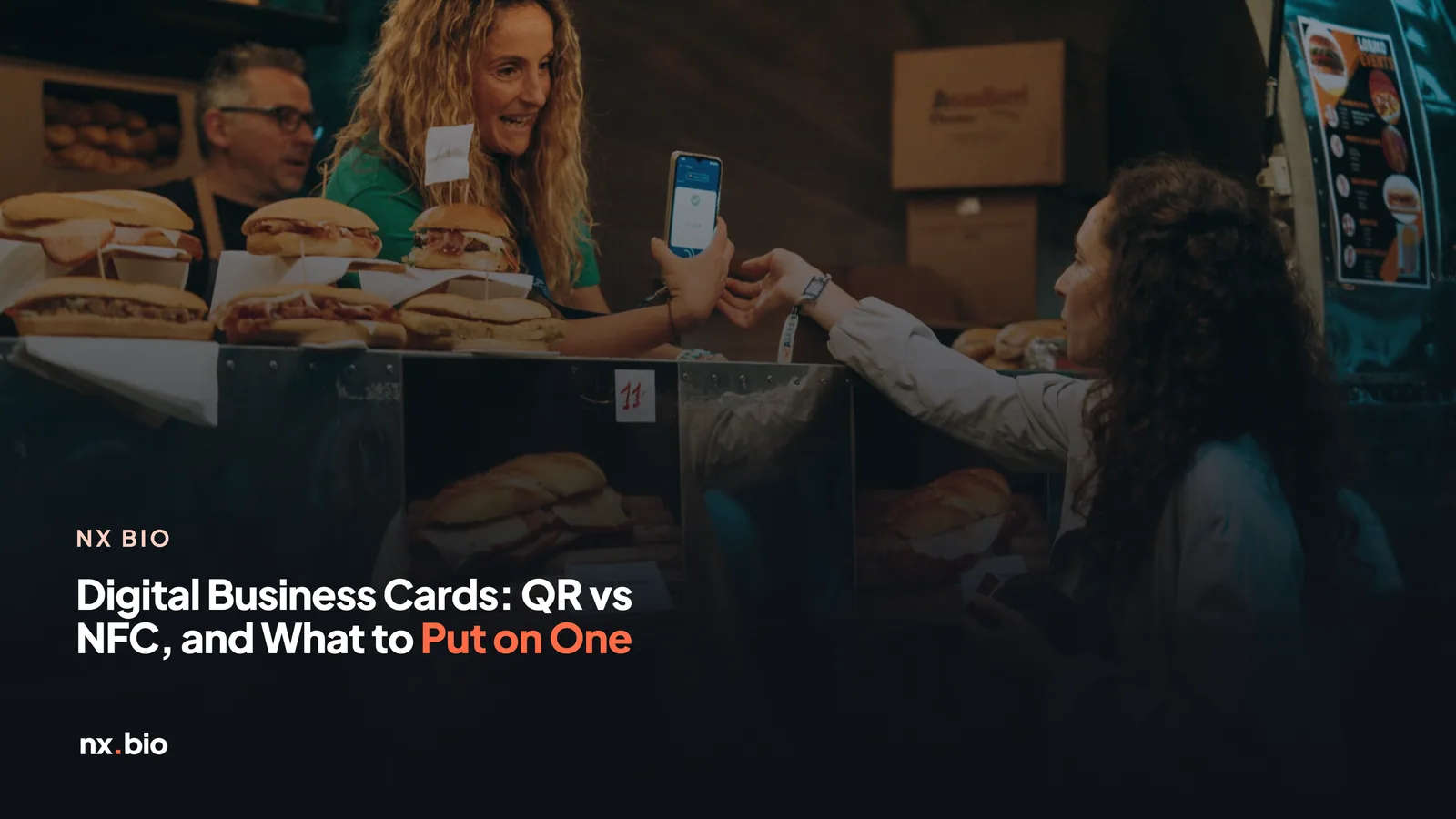 Outdoor food truck with digital payment interaction