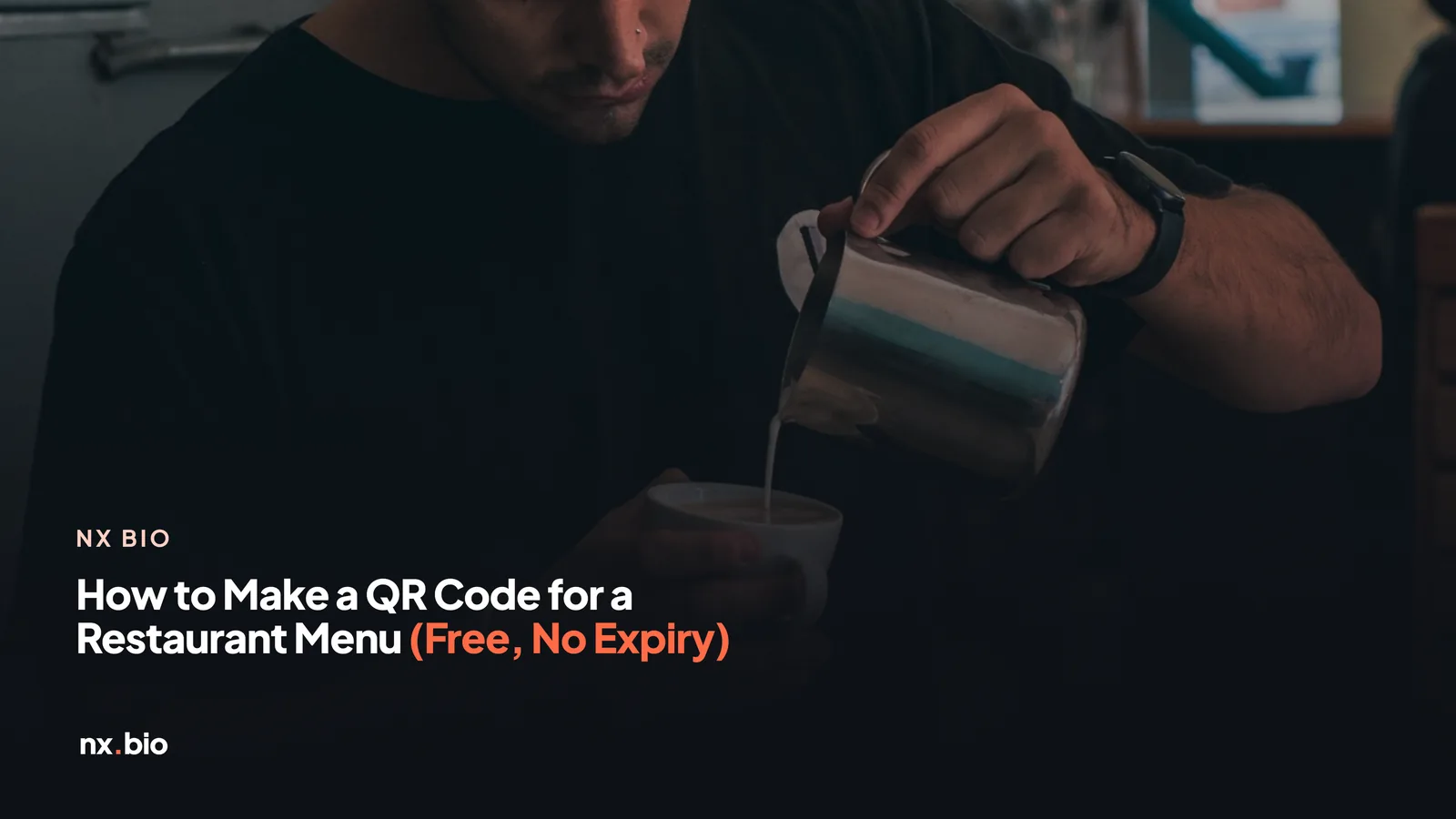 Barista pouring milk into a cup of coffee